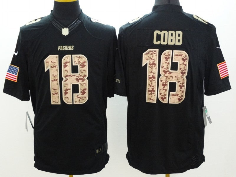 Men's Green Bay Packers Randall Cobb #18 Black Game Jersey1 football jersey product view 1