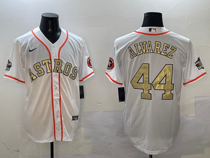 Men's Houston Astros Yordan Alvarez White Player Jersey baseball jersey product view 1