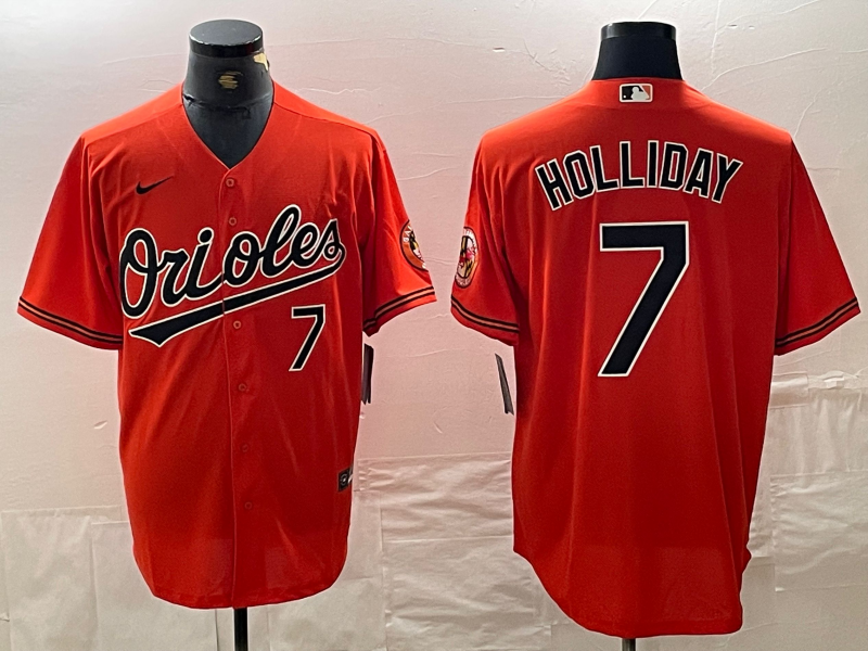 Men's Baltimore Orioles Jackson Holliday #7 Orange Replica Player Jersey1 baseball jersey product view 1