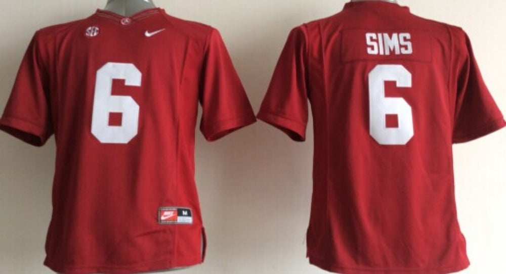 Men's Alabama Crimson Tide Blake Sims Crimson Player Game Jersey sports jersey product view 1