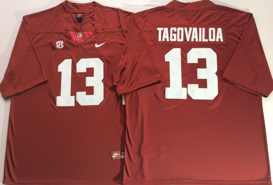 Men's Alabama Crimson Tide Tua Tagovailoa Crimson Player Game Jersey sports jersey product view 1