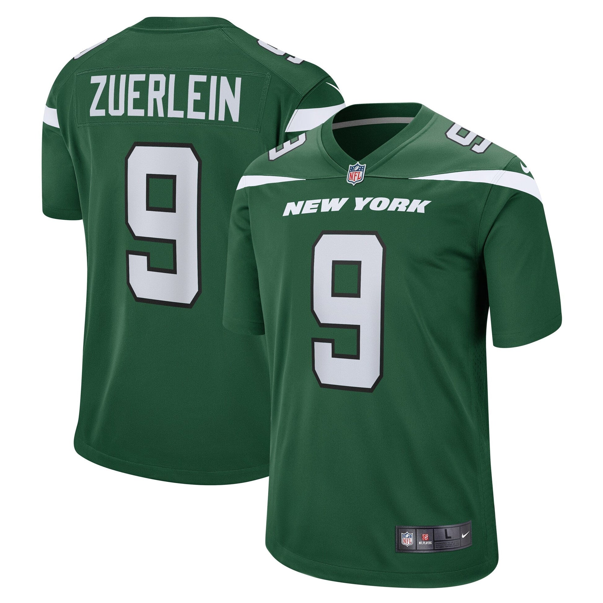 Greg Zuerlein New York Jets Team Game Jersey - Gotham Green football jersey product view 1