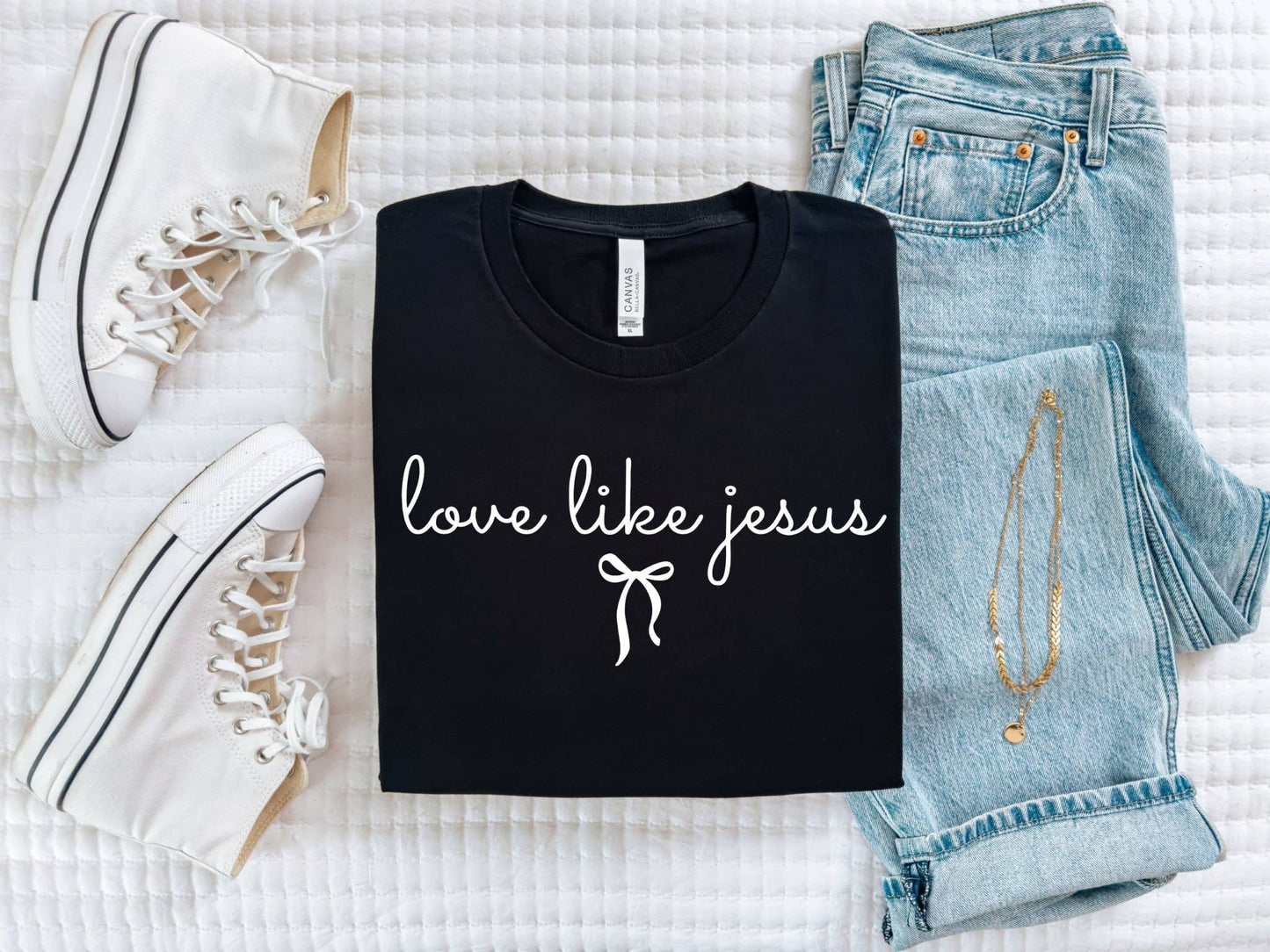 Christian Love Like Jesus Black Bella Women's Graphic Tee Unisex T-shirt, Sweatshirt, Hoodie, Long Sleeve Tee - T-Shirt, Sweatshirt, Hoodie