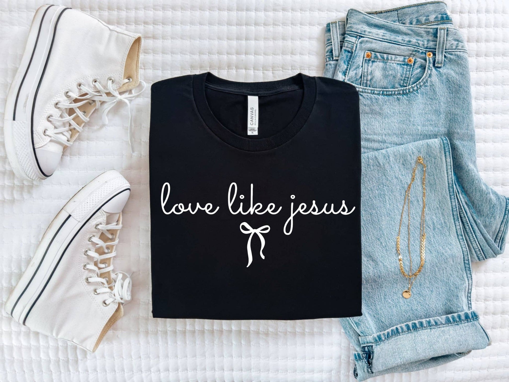Christian Love Like Jesus Black Bella Women's Graphic Tee Unisex T-shirt, Sweatshirt, Hoodie, Long Sleeve Tee - T-Shirt, Sweatshirt, Hoodie