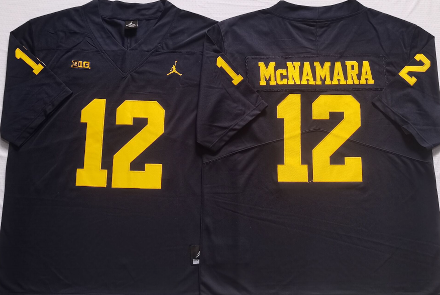 Men's Michigan Wolverines Cade McNamara Navy Alumni Player Game Jersey sports jersey product view 1