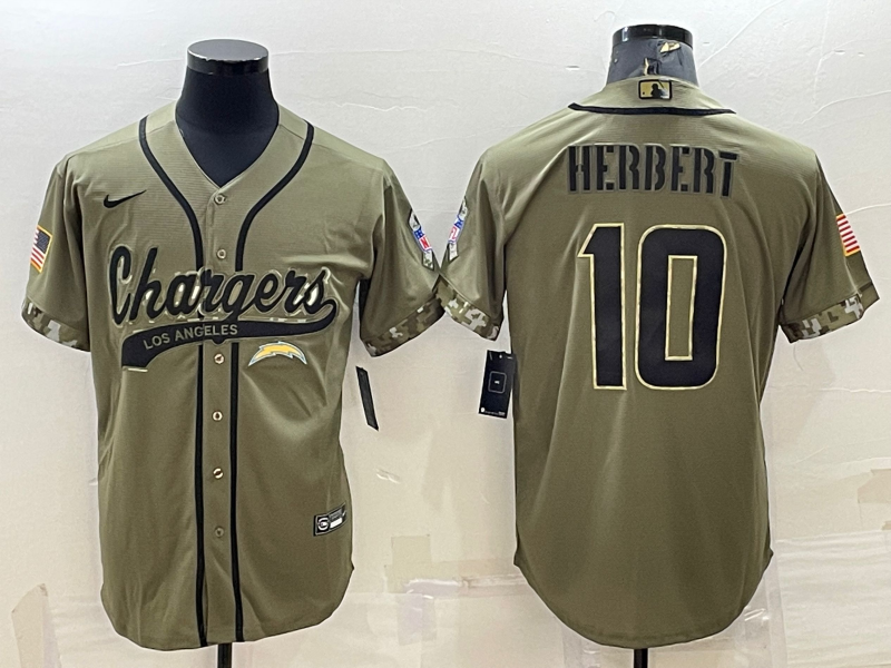 Men's Los Angeles Chargers Justin Herbert Olive 2022 Salute To Service Limited Jersey Joint Edition football jersey product view 1