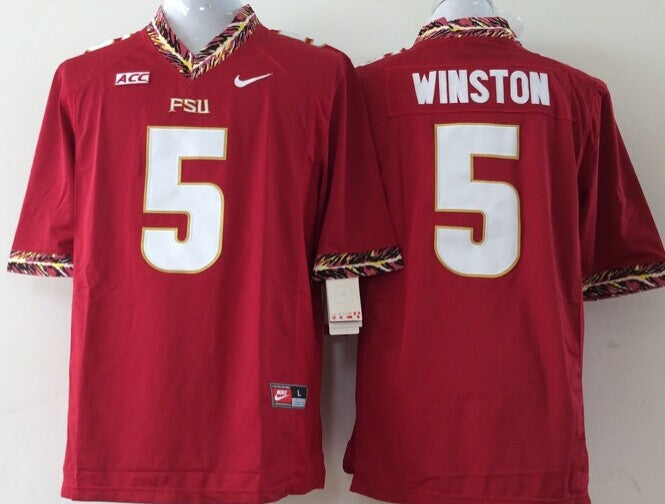 Men's Florida State Seminoles Jameis Winston #5 Red Player Jersey sports jersey product view 1