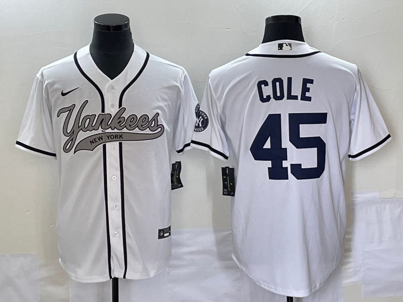 Men's New York Yankees Gerrit Cole #45 White Player Jersey Joint Edition baseball jersey product view 1