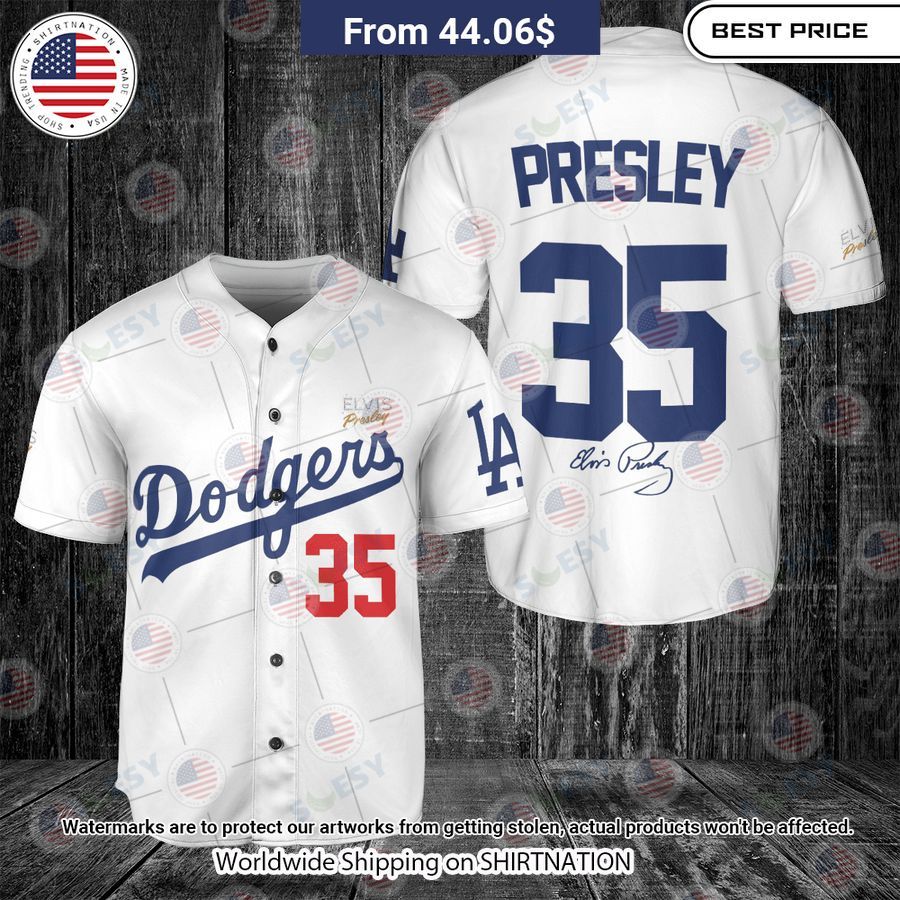 Elvis Presley 35 La Dodgers Baseball Jersey Unisex T-shirt, Sweatshirt, Hoodie, Long Sleeve Tee - T-Shirt, Sweatshirt, Hoodie