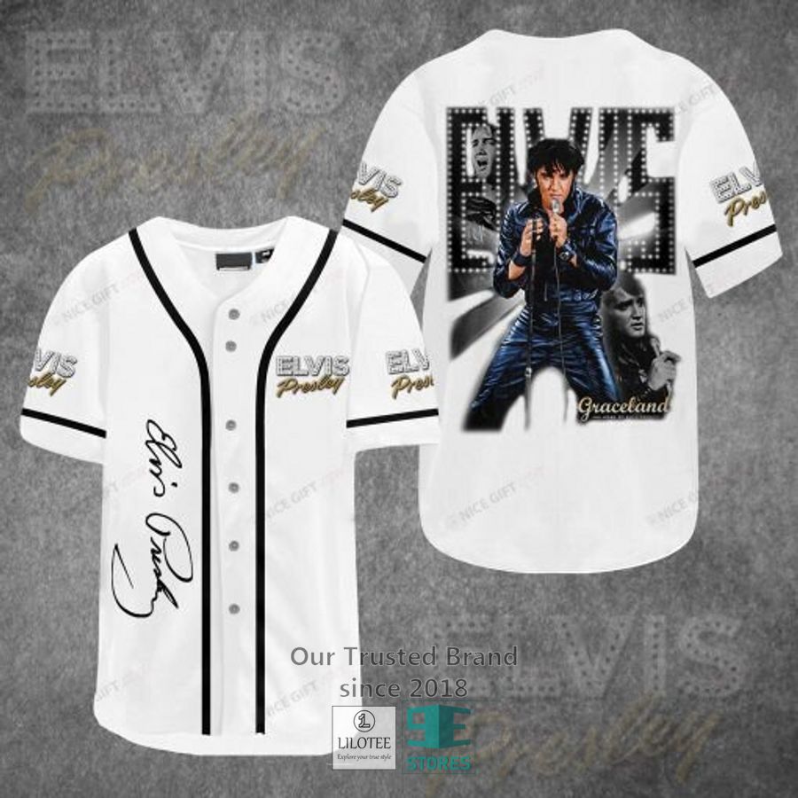 Elvis Presley Graceland White Baseball Jersey Unisex T-shirt, Sweatshirt, Hoodie, Long Sleeve Tee - T-Shirt, Sweatshirt, Hoodie