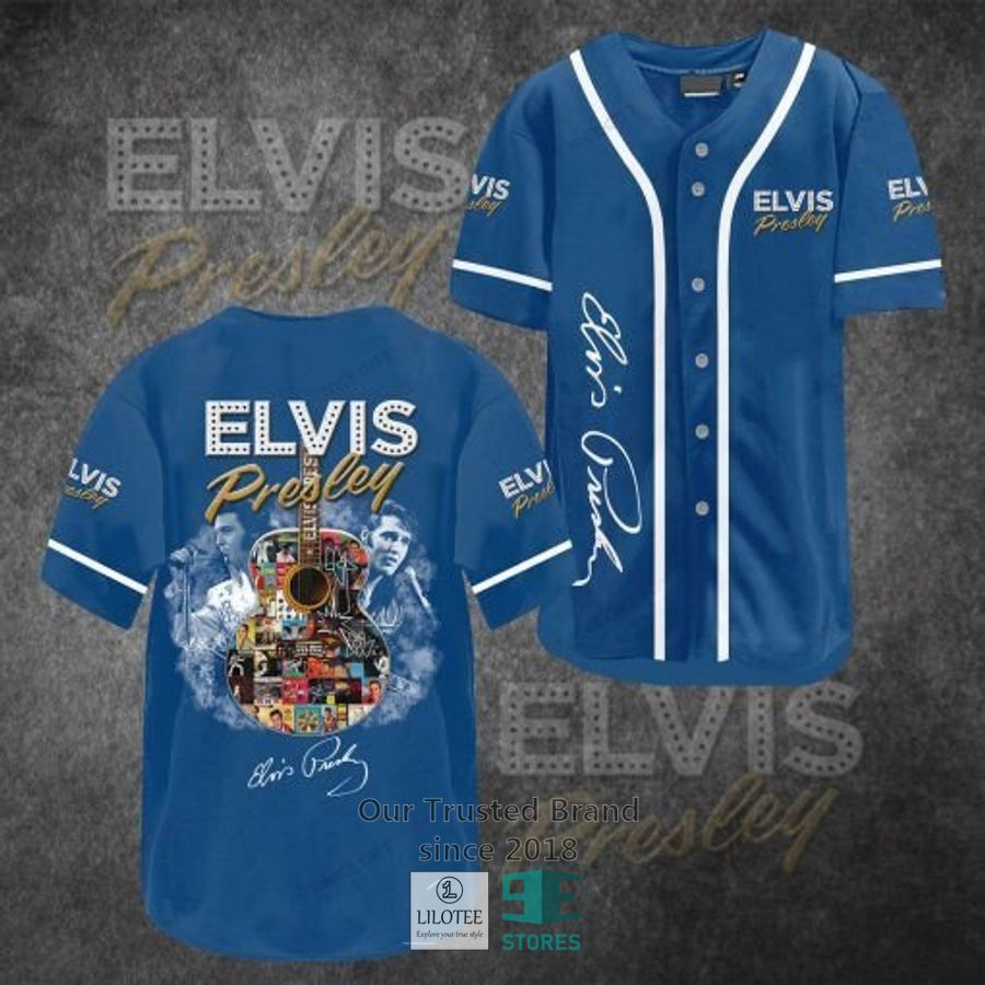 Elvis Presley Guitar Blue Baseball Jersey Unisex T-shirt, Sweatshirt, Hoodie, Long Sleeve Tee - T-Shirt, Sweatshirt, Hoodie