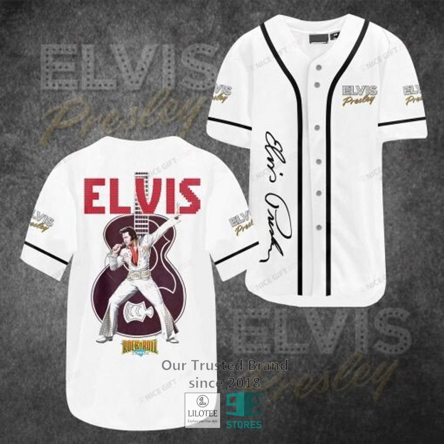 Elvis Presley Rock n Roll White Baseball Jersey Unisex T-shirt, Sweatshirt, Hoodie, Long Sleeve Tee - T-Shirt, Sweatshirt, Hoodie