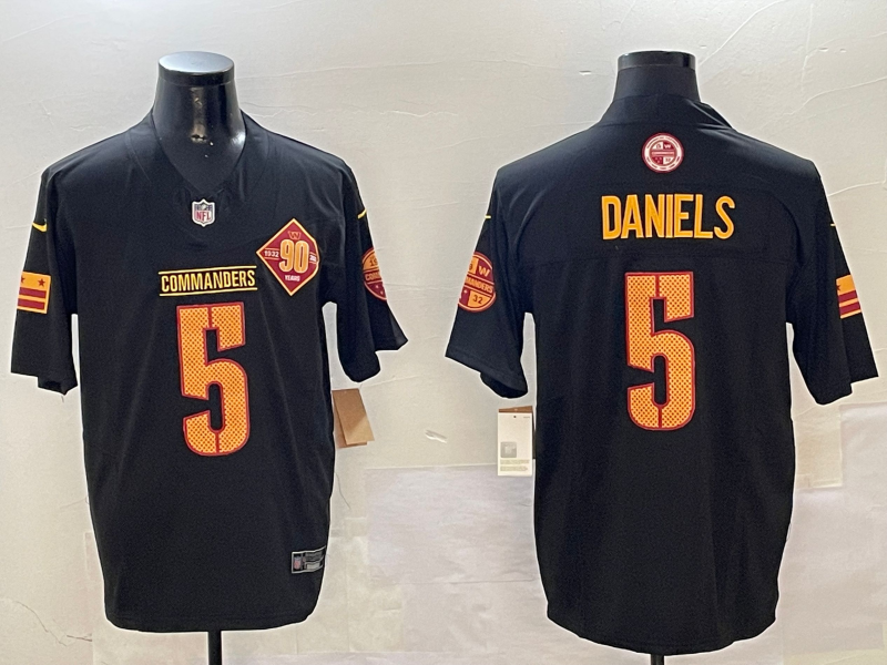 Men's Washington Commanders Jayden Daniels #5 Carbon Black Fashion Jersey1 football jersey product view 1