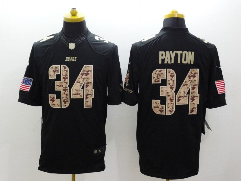 Men's Chicago Bears #34 Walter Payton Black Team Game Jersey1 football jersey product view 1