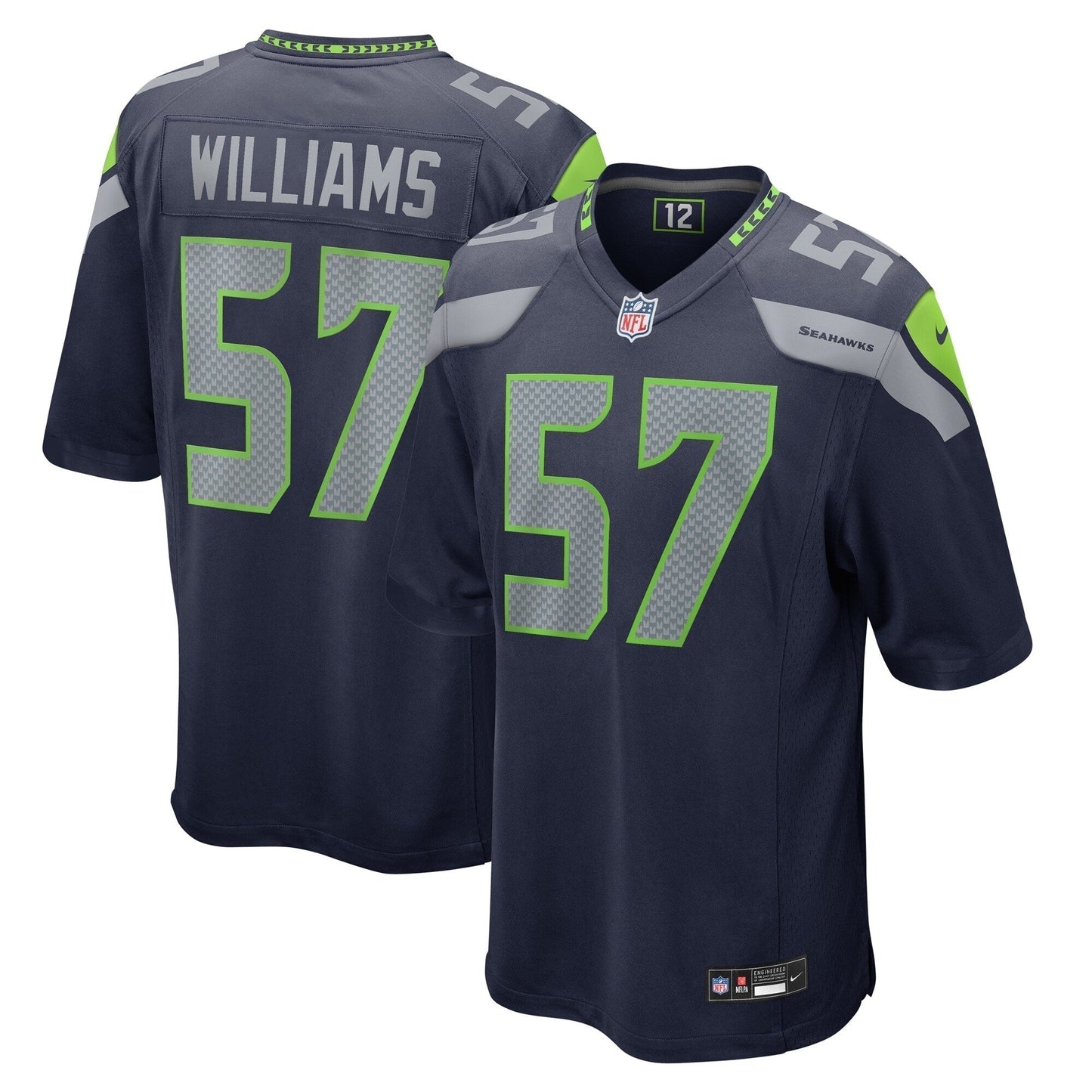 Connor Williams Seattle Seahawks Game Jersey - College Navy football jersey product view 1