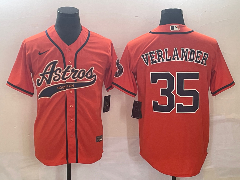 Men's Houston Astros Justin Verlander #35 Orange Replica Jersey1 Joint Edition baseball jersey product view 1