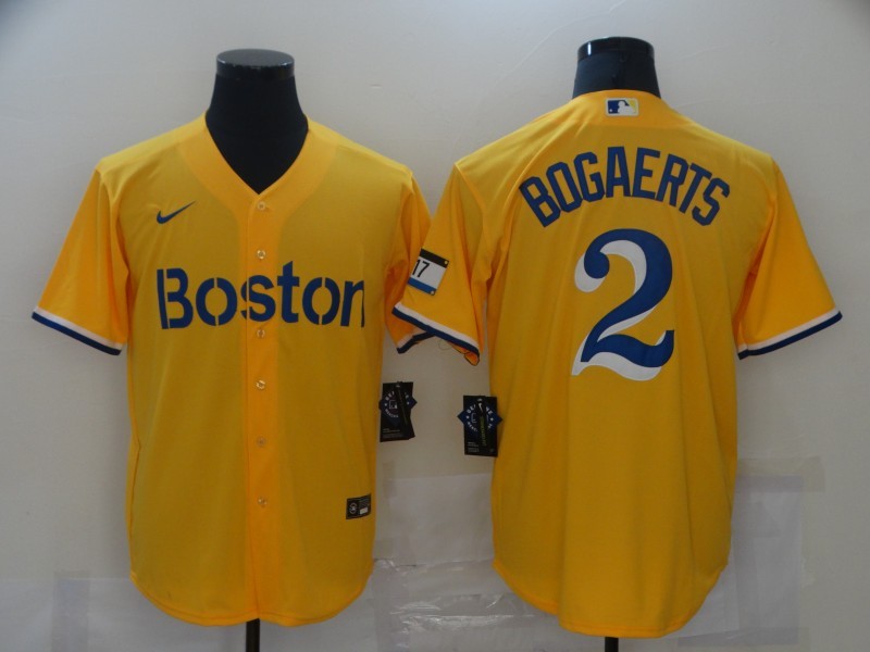 Men's Boston Red Sox Xander Bogaerts Yellow Replica Baseball Jersey baseball jersey product view 1