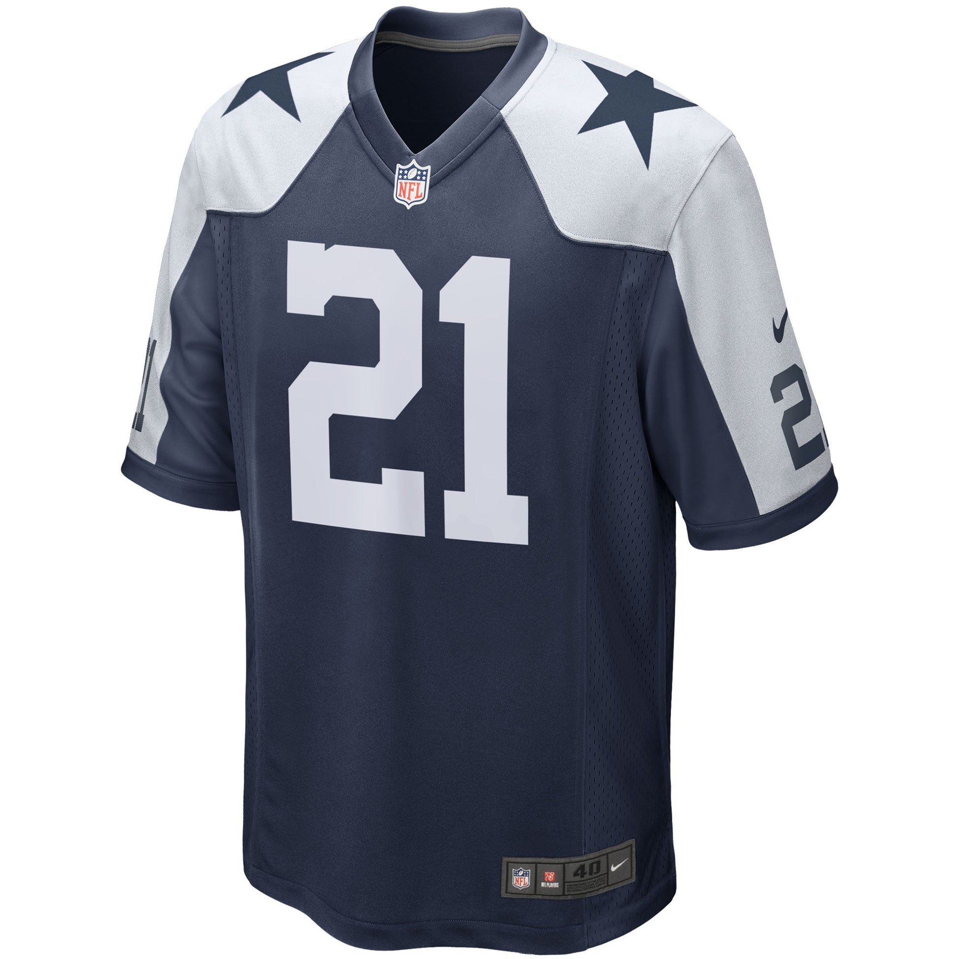 Ezekiel Elliott Dallas Cowboys Alternate Game Team Jersey - Navy football jersey product view 2