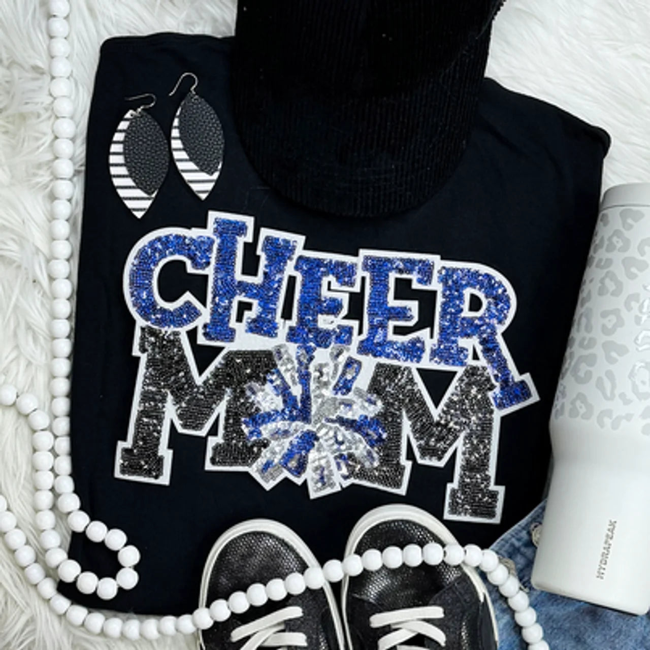 Royal Sequin Cheer Mom Patch Black Everyday Tee Unisex T-shirt, Sweatshirt, Hoodie, Long Sleeve Tee - T-Shirt, Sweatshirt, Hoodie