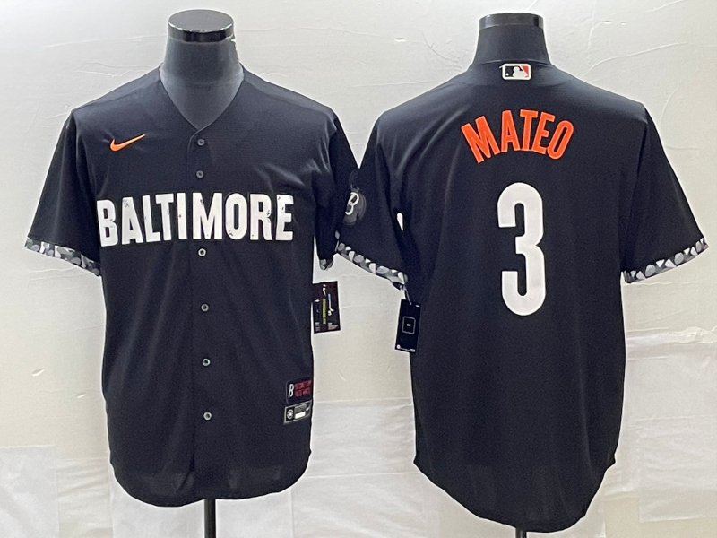 Men's Baltimore Orioles Jorge Mateo Black 2023 City Connect Replica Player Jersey baseball jersey product view 1