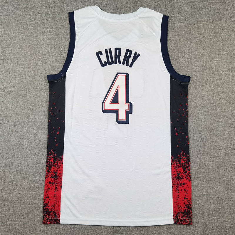 Men's 2024 USA Dream Team Stephen Curry #4 White Authentic Player Jersey basketball jersey product view 2