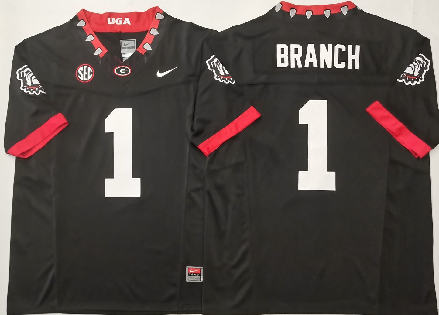 Men's Georgia Bulldogs Zachariah Branch Black Player Game Jersey sports jersey product view 1
