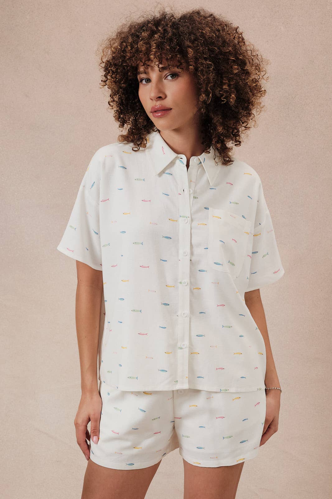 Short Sleeve Button Down Fish Printed Shirts Unisex T-shirt, Sweatshirt, Hoodie, Long Sleeve Tee - T-Shirt, Sweatshirt, Hoodie