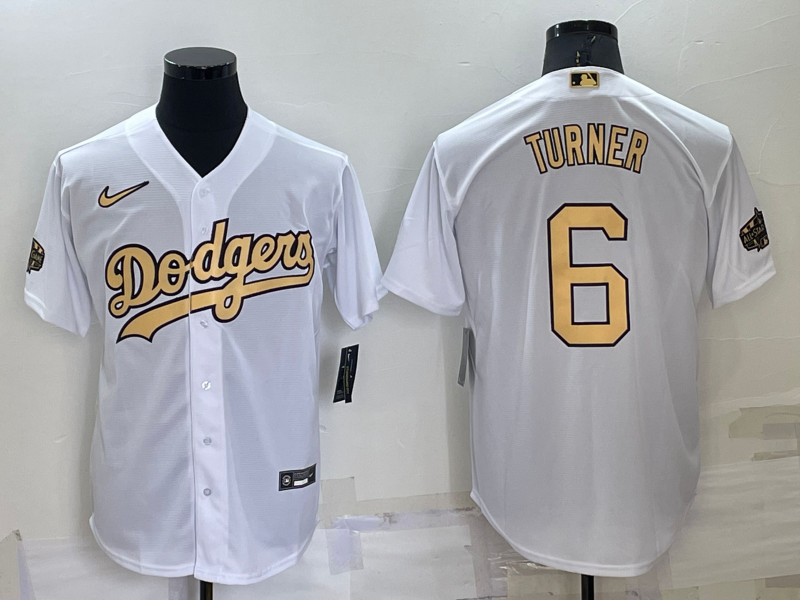 Men's Los Angeles Dodgers Trea Turner #6 White Stitched Jersey1 baseball jersey product view 1