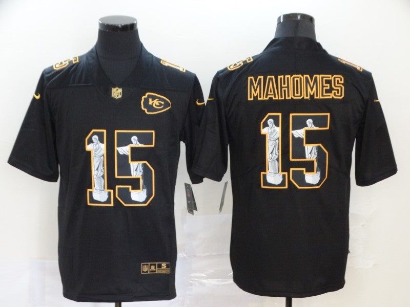 Men's Kansas City Chiefs #15 Patrick Mahomes Black Alternate Player Game Jersey1 football jersey product view 1