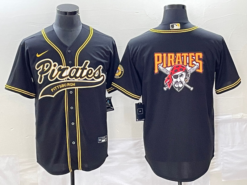 Men's Pittsburgh Pirates Black Replica Team Jersey1 Joint Edition baseball jersey product view 1
