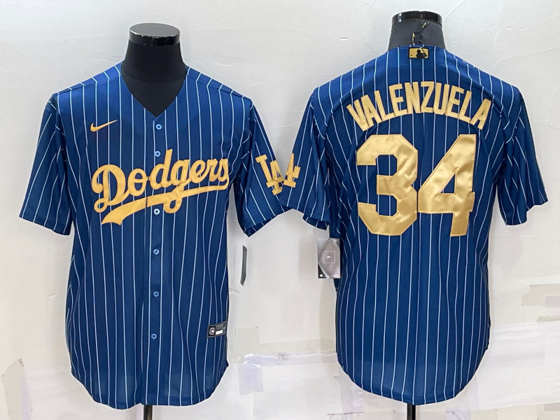 Men's Los Angeles Dodgers Fernando Valenzuela #34 Blue Replica Game Jersey1 baseball jersey product view 1