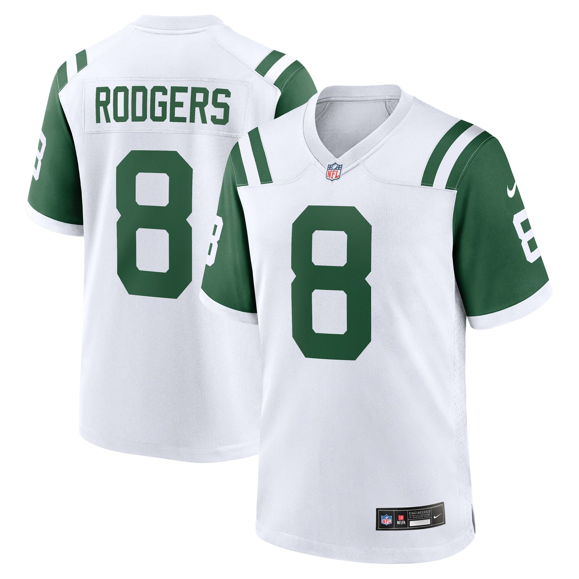 Aaron Rodgers New York Jets Classic Alternate Game Jersey - White football jersey product view 1