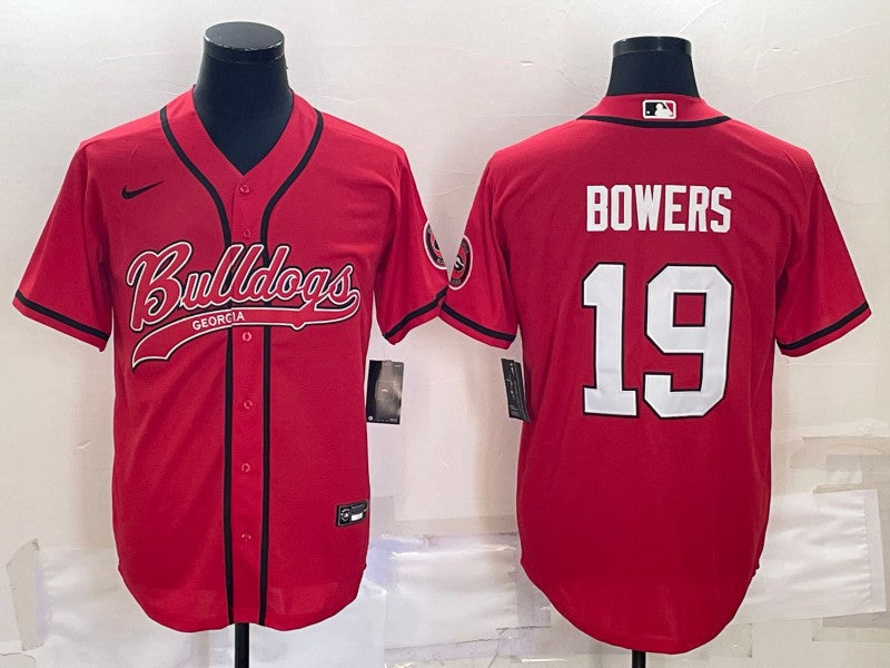 Men's Georgia Bulldogs Brock Bowers Red Game Player Jersey sports jersey product view 1