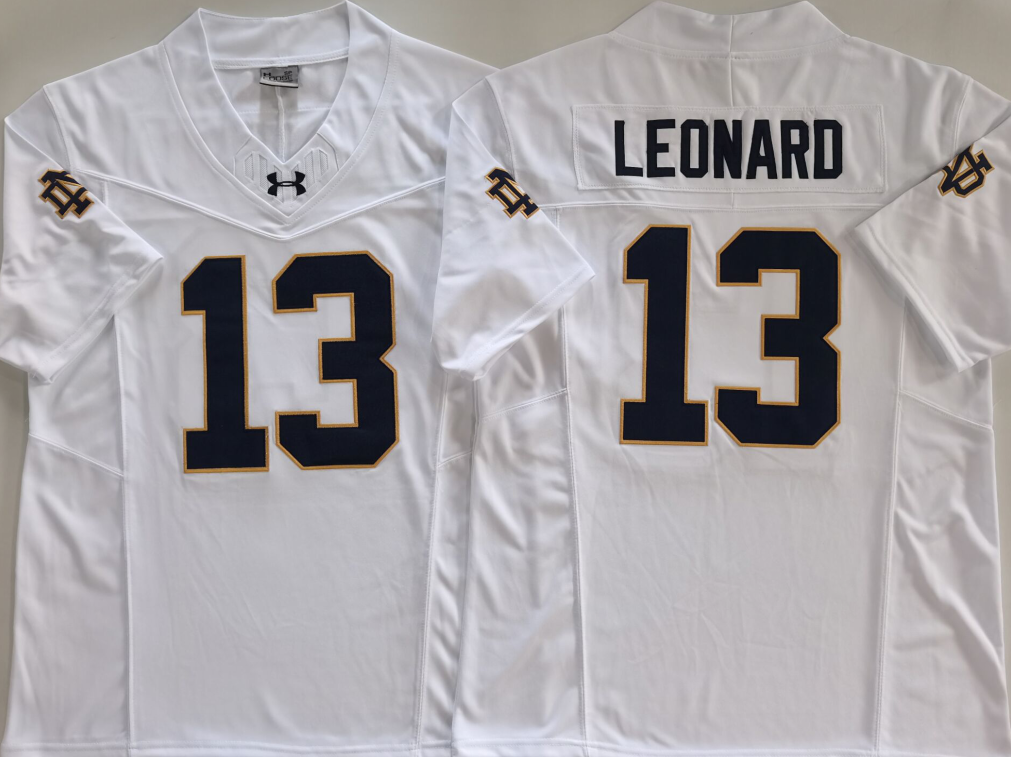 Men's Norte Dame Fighting Irish Riley Leonard White Player Jersey sports jersey product view 1