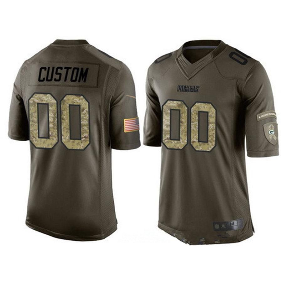 Custom1 Green Bay Packers Olive Camo Salute To Service Veterans Day Limited Jersey1 Stitched American Football Jerseys football jersey product view 1