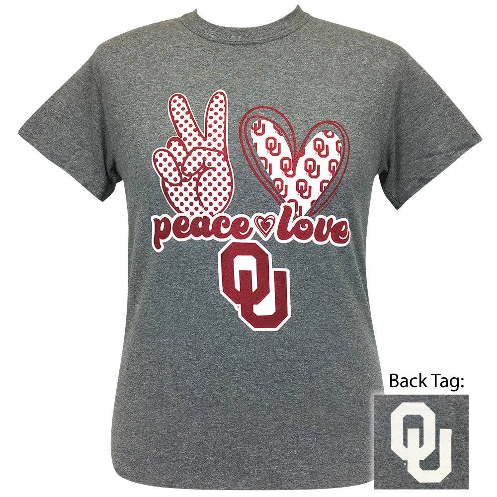 Peace Love Ou Graphite Heather Ss Unisex T-shirt, Sweatshirt, Hoodie, Long Sleeve Tee - T-Shirt, Sweatshirt, Hoodie
