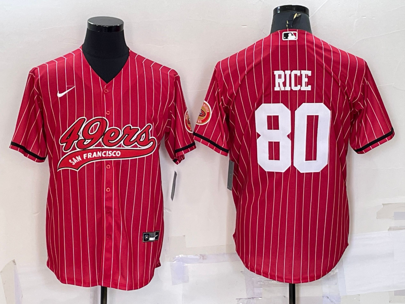 Men's San Francisco 49ers Jerry Rice Red Player Jersey Joint Edition football jersey product view 1