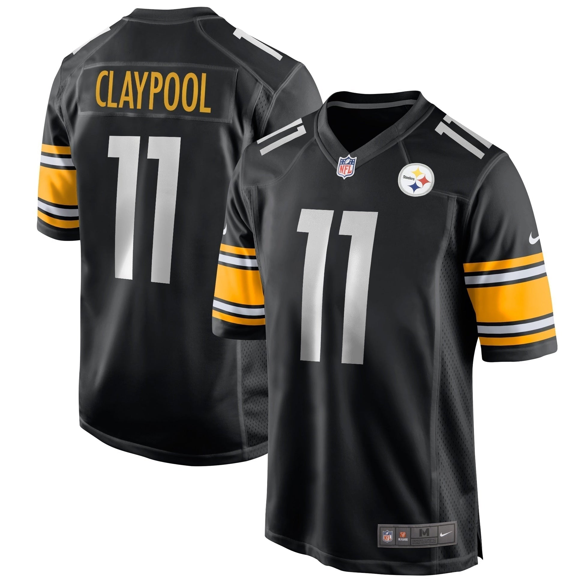 Chase Claypool Pittsburgh Steelers Game Jersey - Black football jersey product view 1