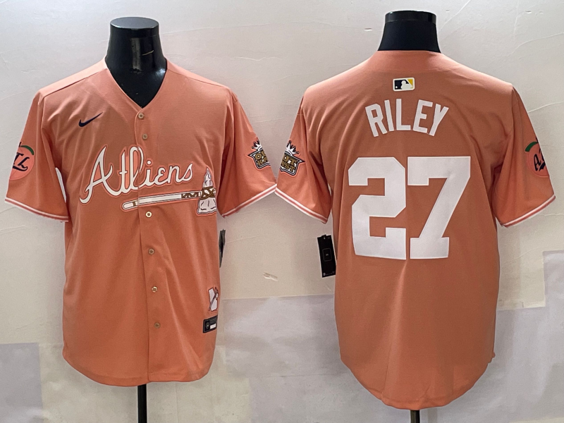 Men's Atlanta Braves Austin Riley #27 Pink 2025 City Connect Limited Player Jersey baseball jersey product view 1