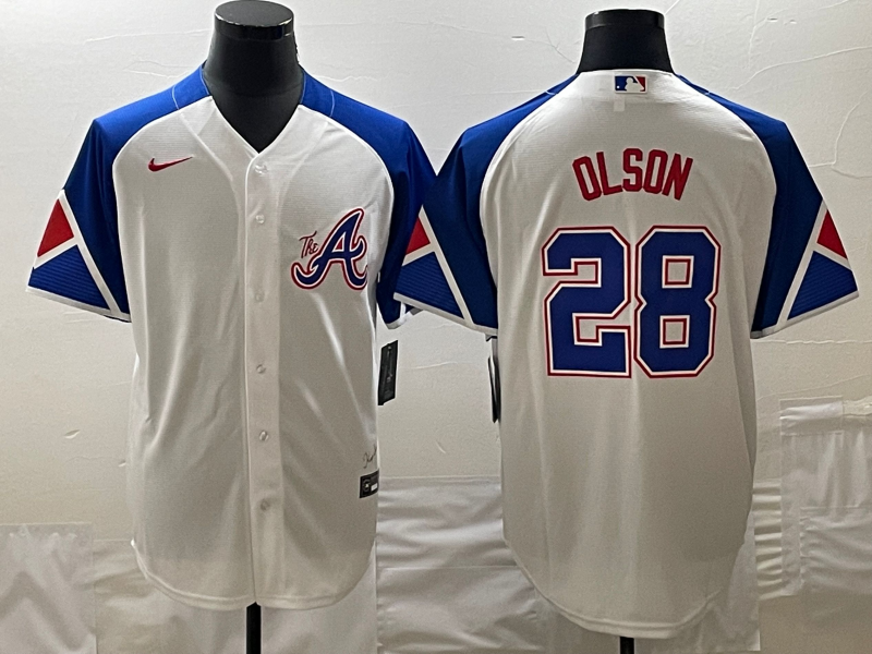 Men's Atlanta Braves Matt Olson White 2023 City Connect Replica Player Jersey1 baseball jersey product view 1