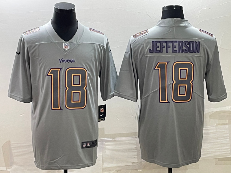 Men's Minnesota Vikings Justin Jefferson Gray Atmosphere Fashion Game Jersey football jersey product view 1