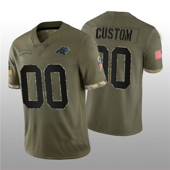 Custom1 Carolina Panthers ACTIVE PLAYER 2022 Olive Salute To Service Limited Stitched Jersey1 Football Jerseys football jersey product view 1