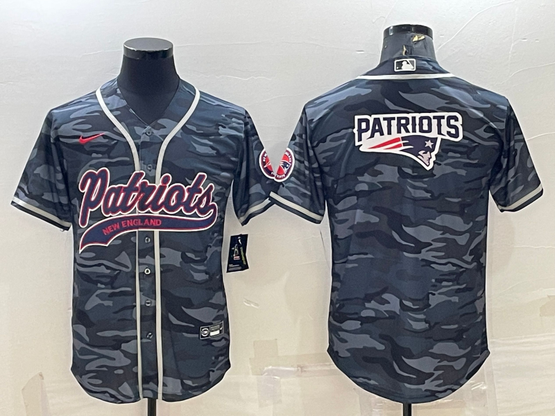 Men's New England Patriots Grey Camouflage Game Jersey football jersey product view 1