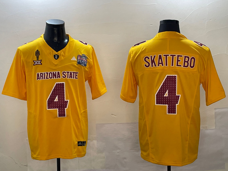 Men's Arizona State Sun Devils Cameron Skattebo Yellow Player Jersey sports jersey product view 1