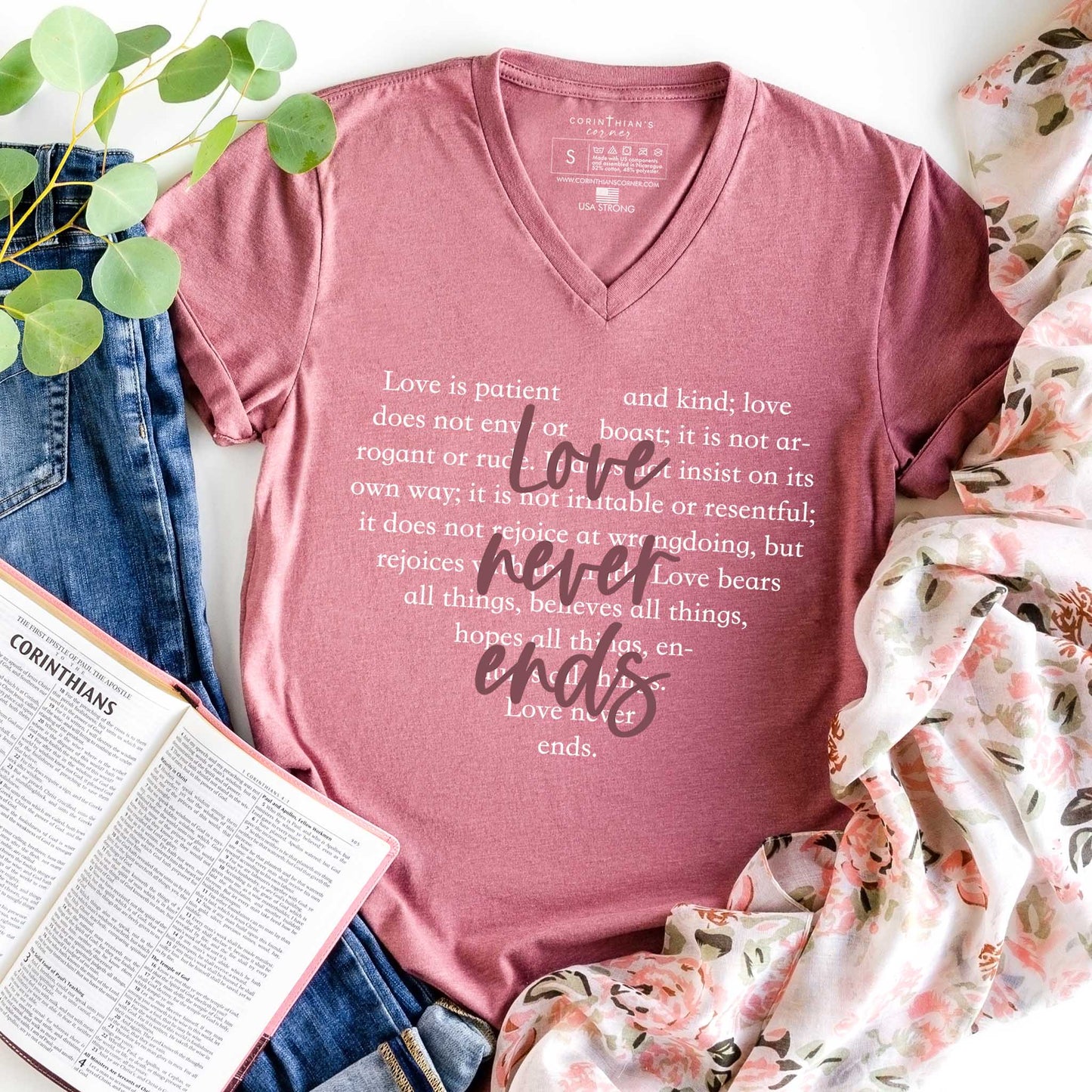 Love Never Ends V-Neck Unisex T-shirt, Sweatshirt, Hoodie, Long Sleeve Tee - T-Shirt, Sweatshirt, Hoodie
