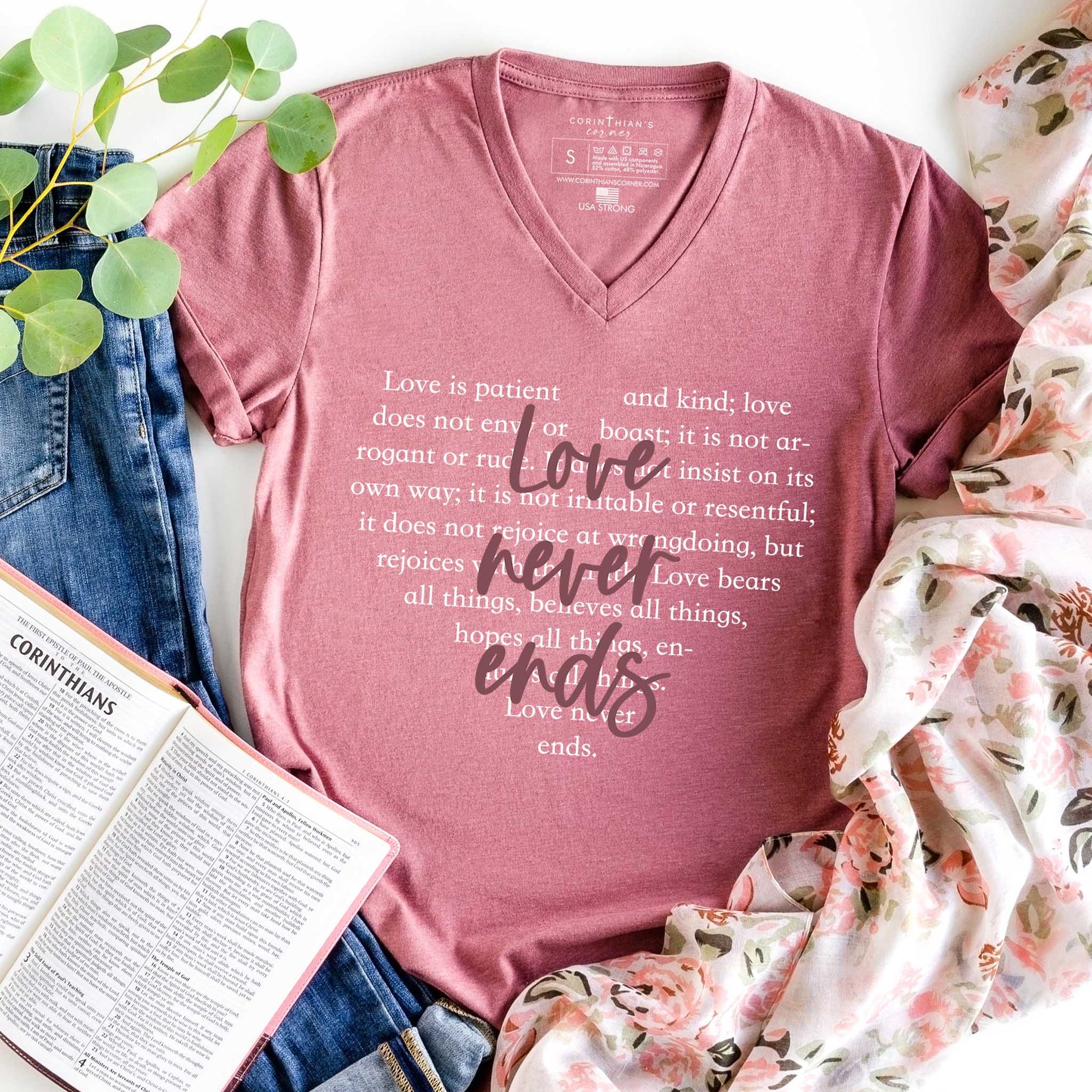 Love Never Ends V-Neck Unisex T-shirt, Sweatshirt, Hoodie, Long Sleeve Tee - T-Shirt, Sweatshirt, Hoodie