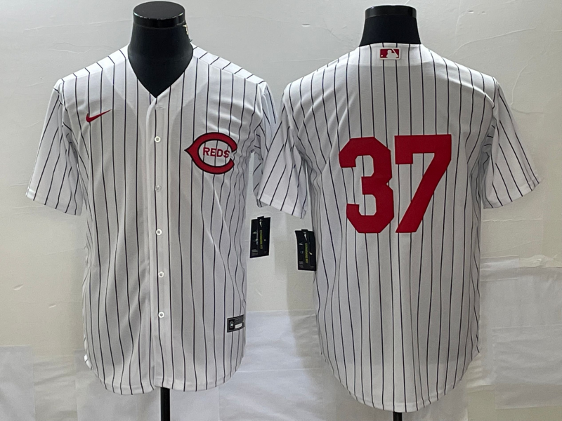 Men's Cincinnati Reds Tyler Stephenson #37 White 2022 MLB at Field of Dreams Game Authentic Player Jersey baseball jersey product view 1