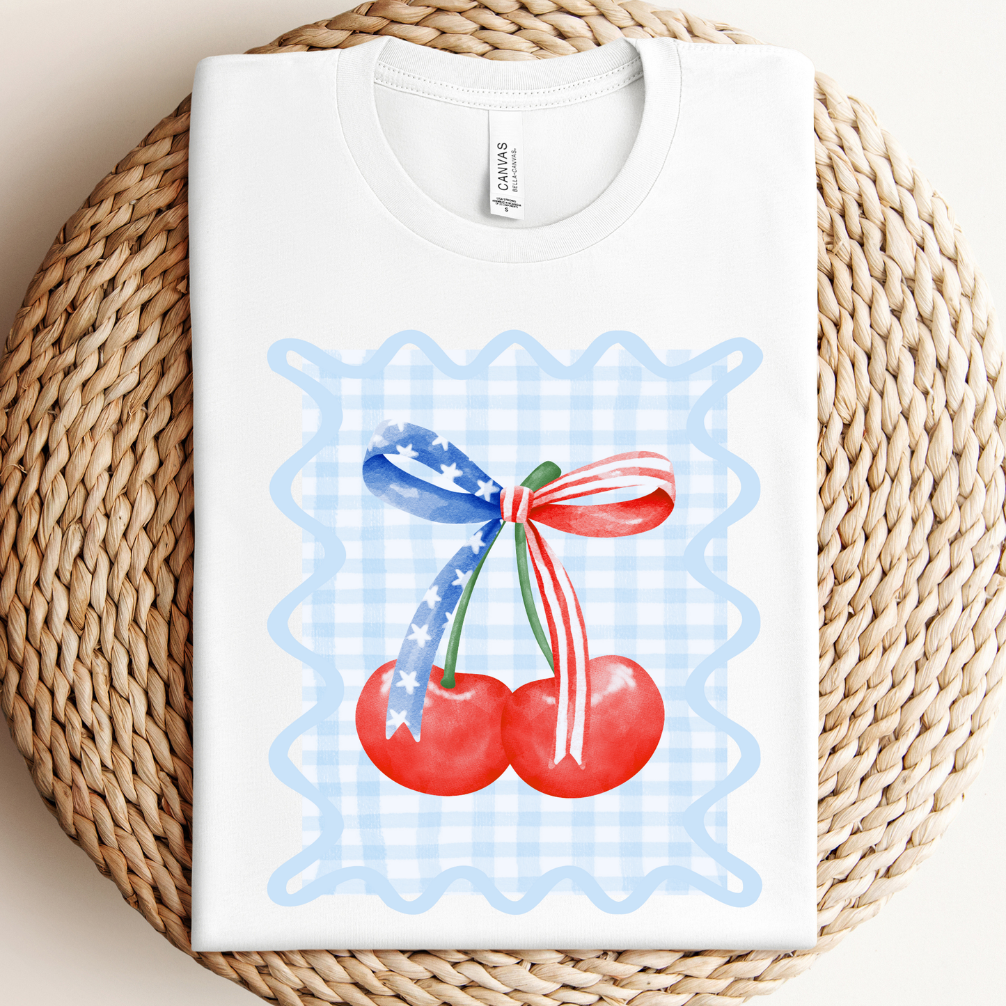 Gingham Patriotic Coquette Graphic Tee Unisex T-shirt, Sweatshirt, Hoodie, Long Sleeve Tee - T-Shirt, Sweatshirt, Hoodie