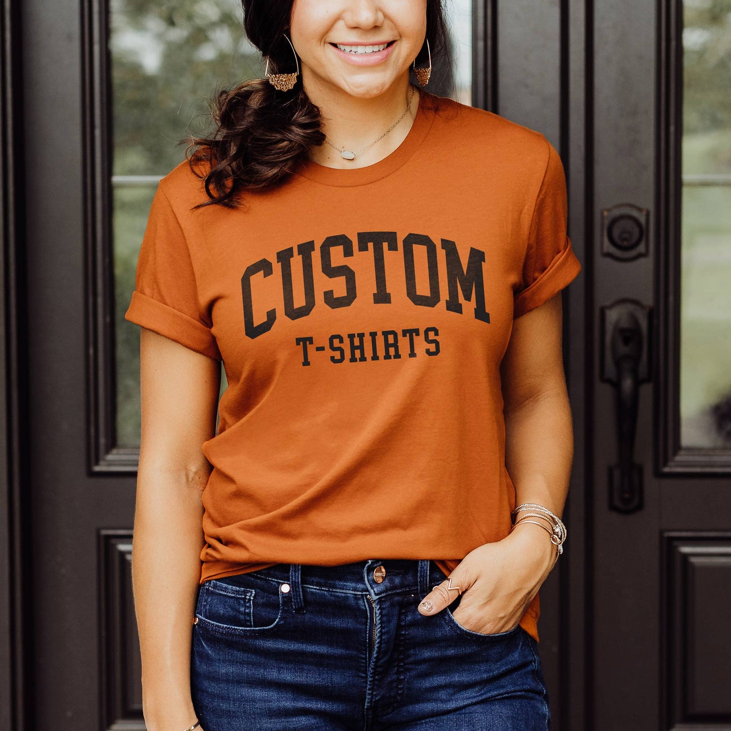 Custom Cotton Tees Fall Colors with Name Location or Logo Unisex T-shirt, Sweatshirt, Hoodie, Long Sleeve Tee - T-Shirt, Sweatshirt, Hoodie