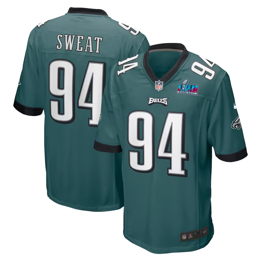 Men's Philadelphia Eagles Josh Sweat Midnight Green Super Bowl LVII Patch Game Jersey football jersey product view 1